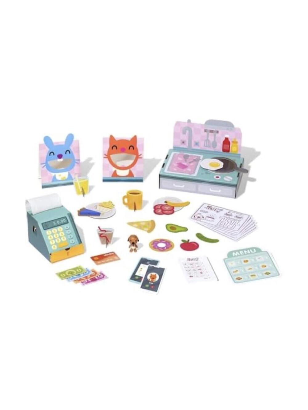 Sago Mini Olive's Cafe Portable Kitchen Play Kit Harvey Dog Figurine Set